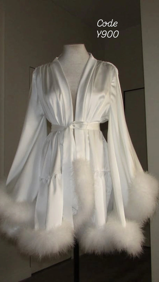 Feather Trim Lingerie Robe