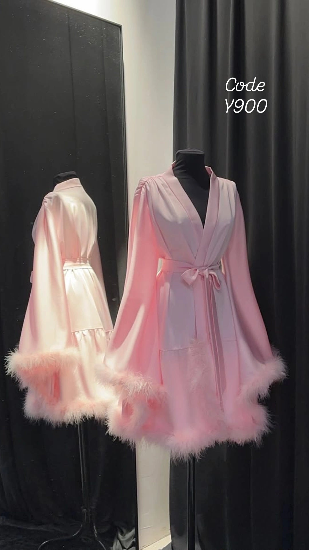 Feather Trim Lingerie Robe
