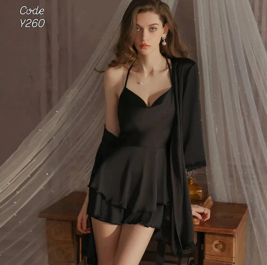 satin shirt with a robe