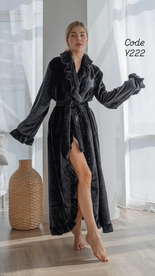 Velvet Ruffle Robe
