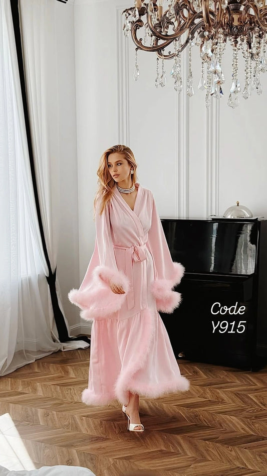 Feather Satin Robe