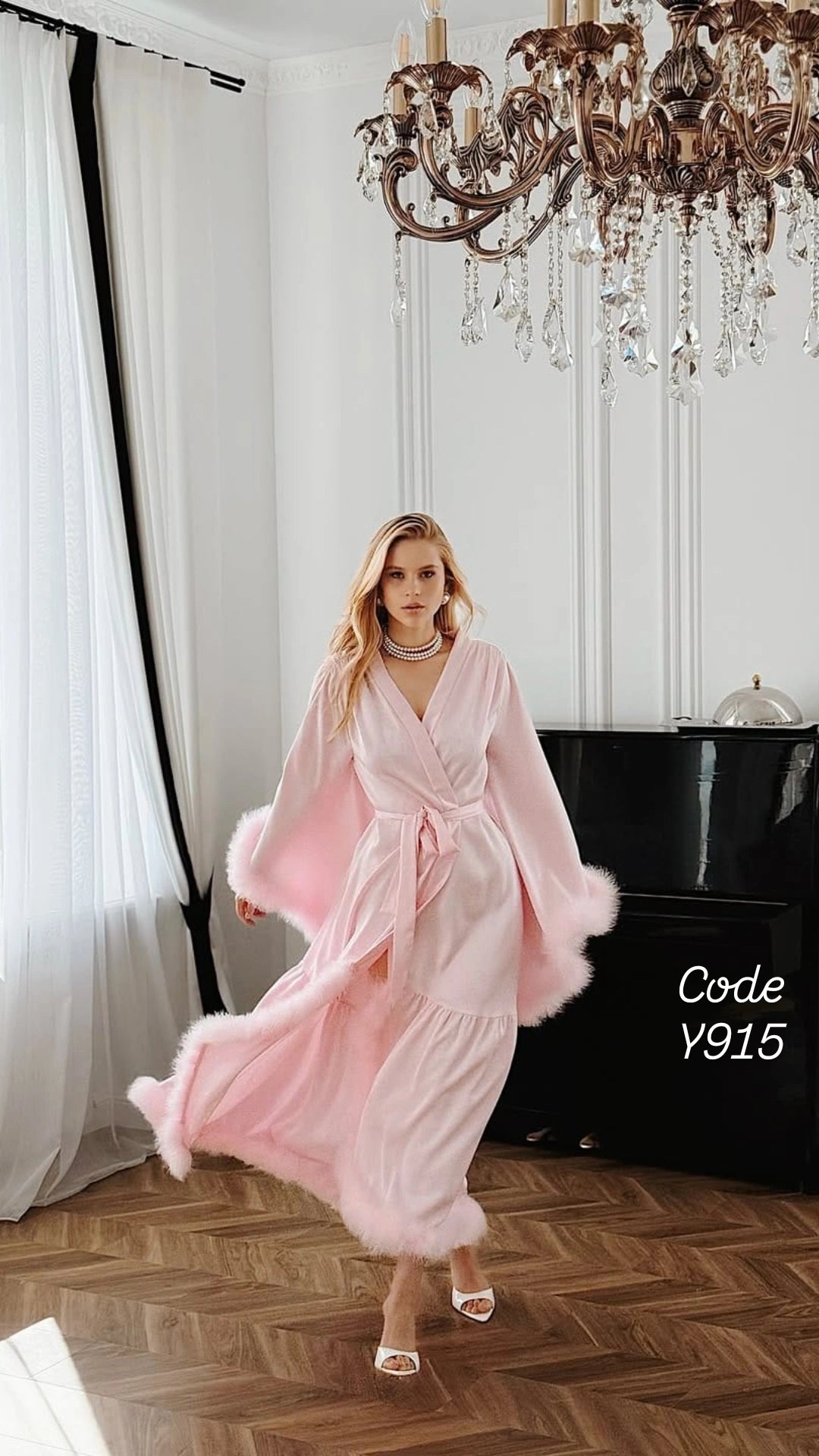 Feather Satin Robe
