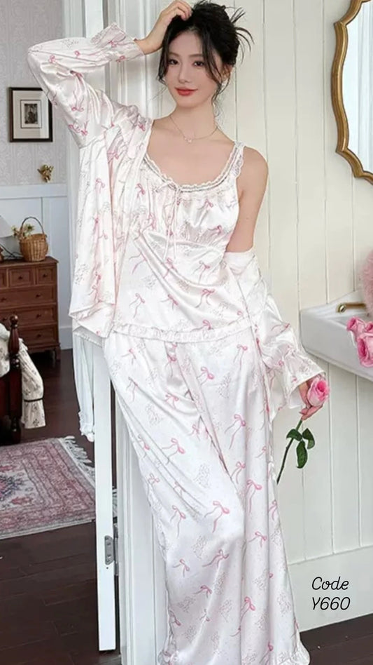 Satin Pajama Set with Robe