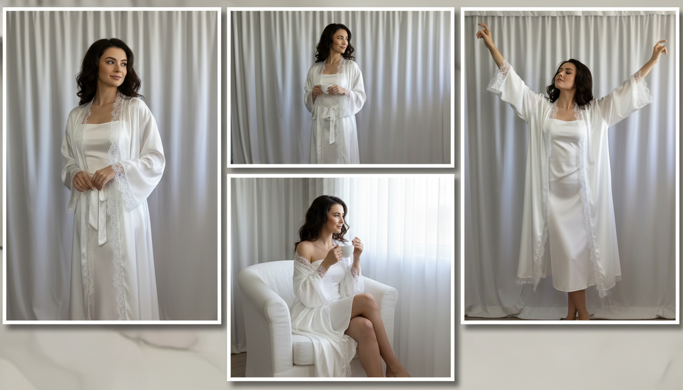 Elegant Black Lace Lingerie Robe