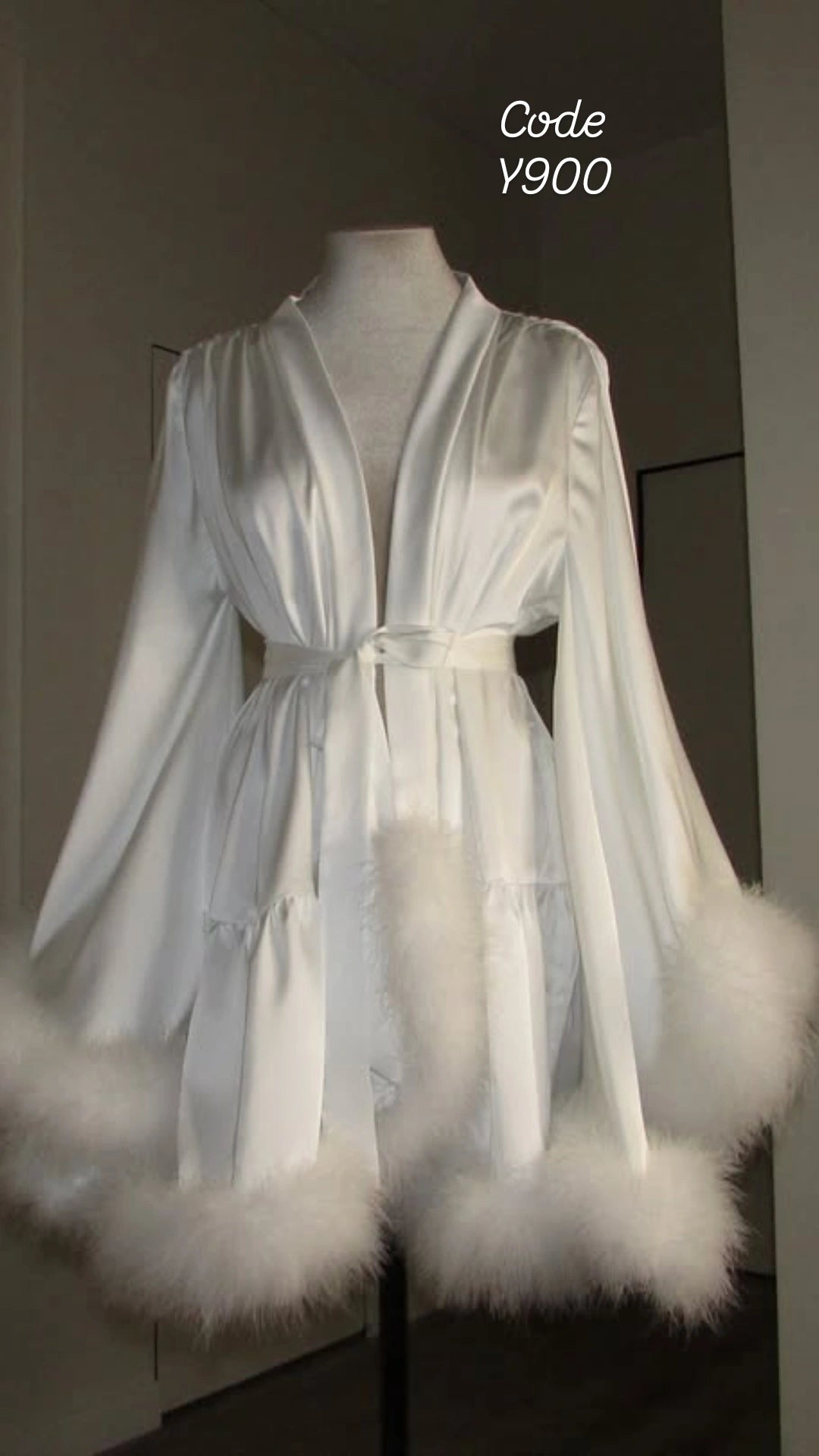 Feather Trim Lingerie Robe