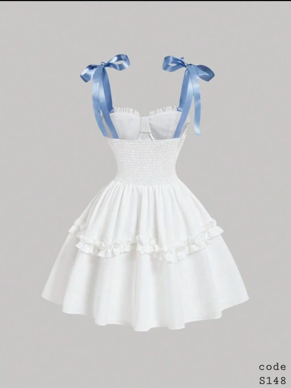 White&baby blue dress