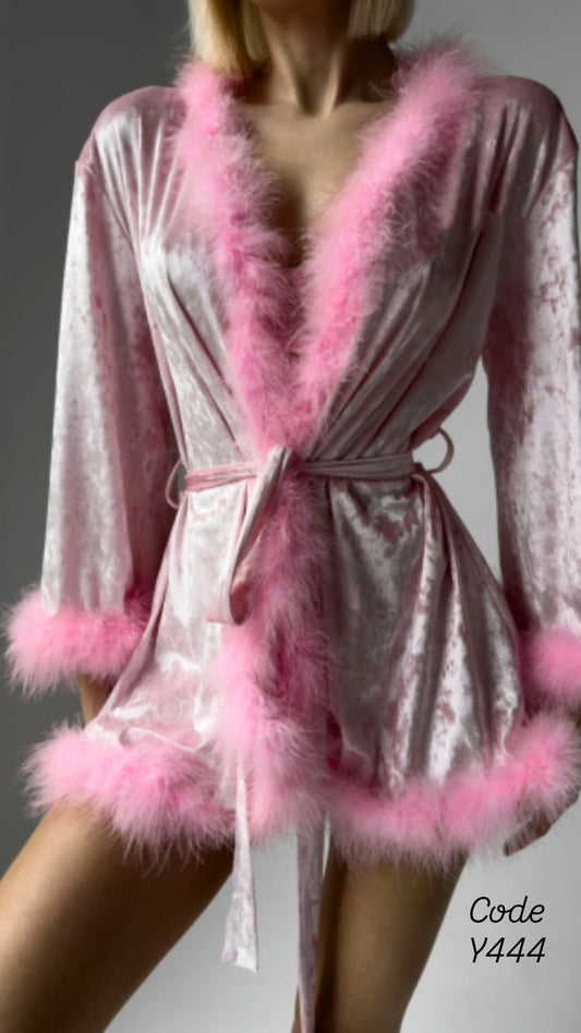 Pink Feather Lingerie Robe