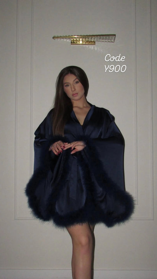 Feather Trim Lingerie Robe