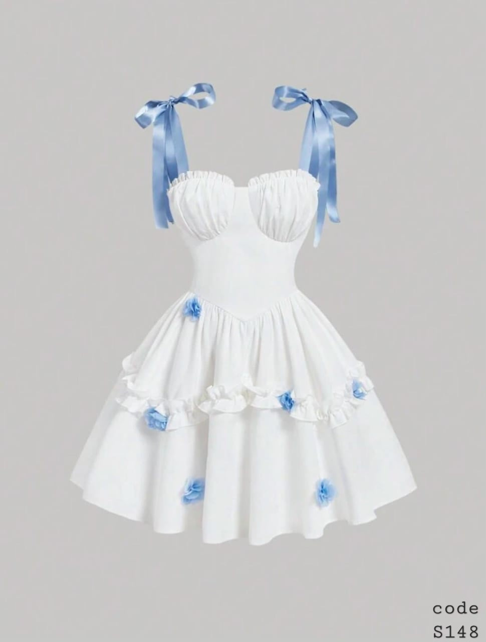 White&baby blue dress
