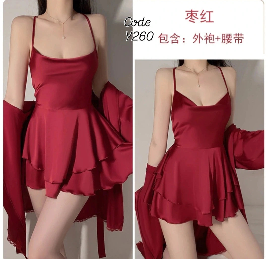 satin shirt with a robe