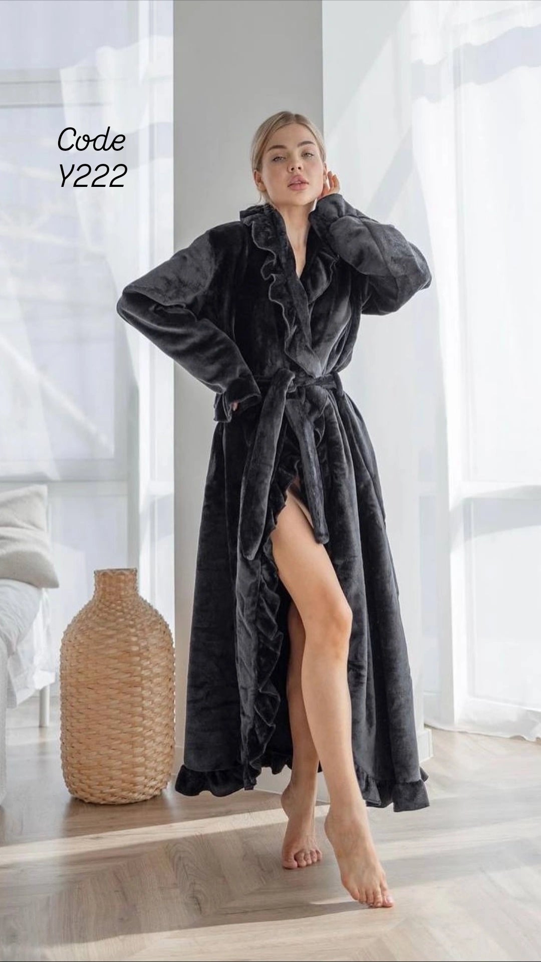 Velvet Ruffle Robe