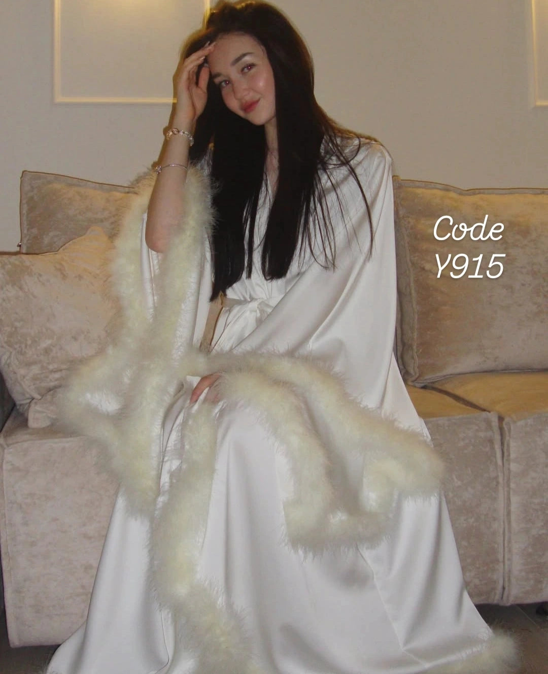 Feather Satin Robe