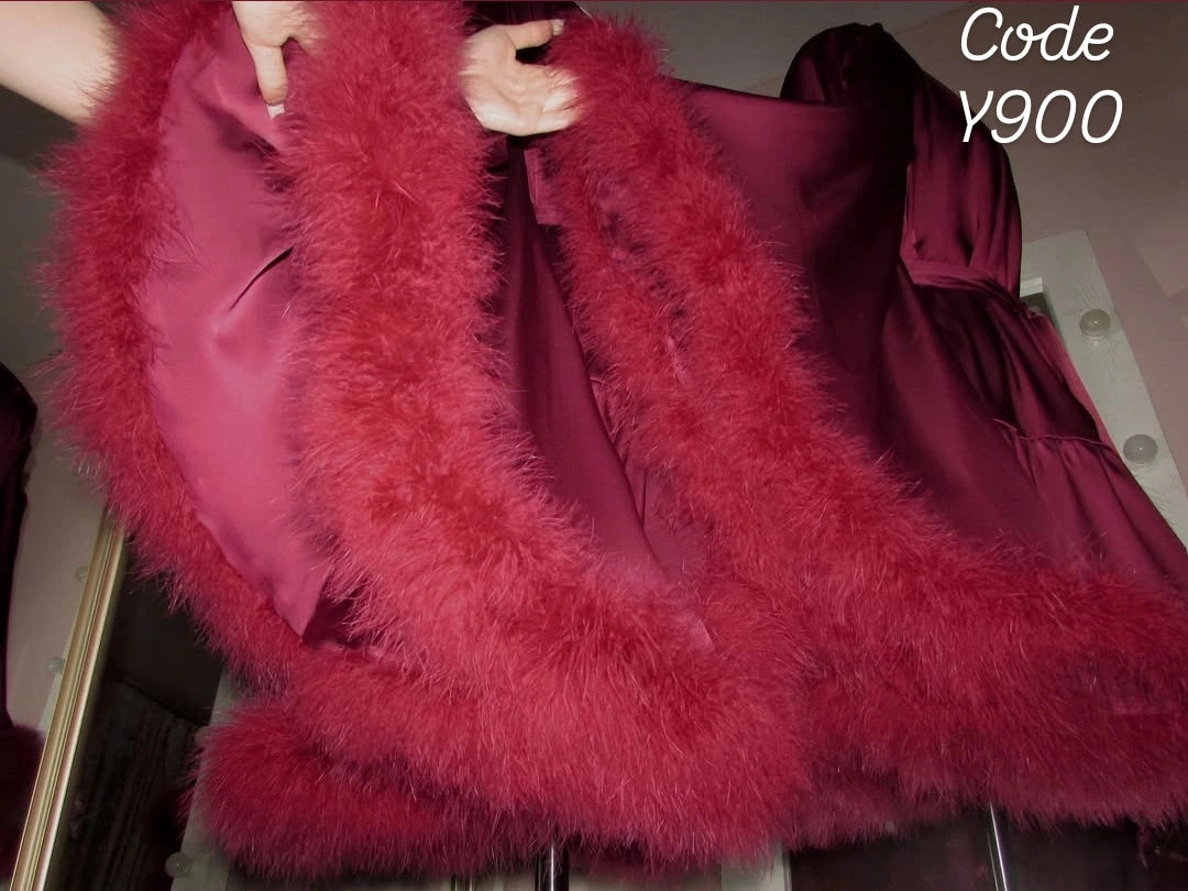 Feather Trim Lingerie Robe