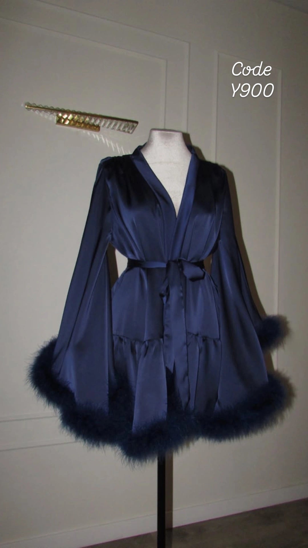 Feather Trim Lingerie Robe