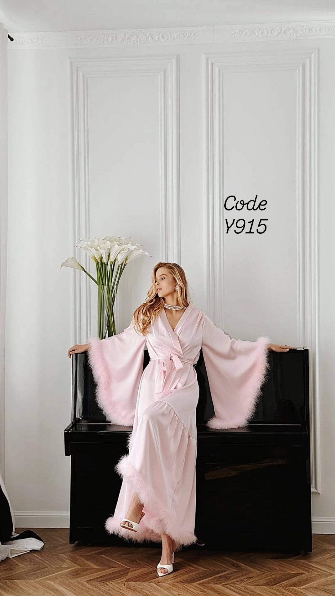 Feather Satin Robe