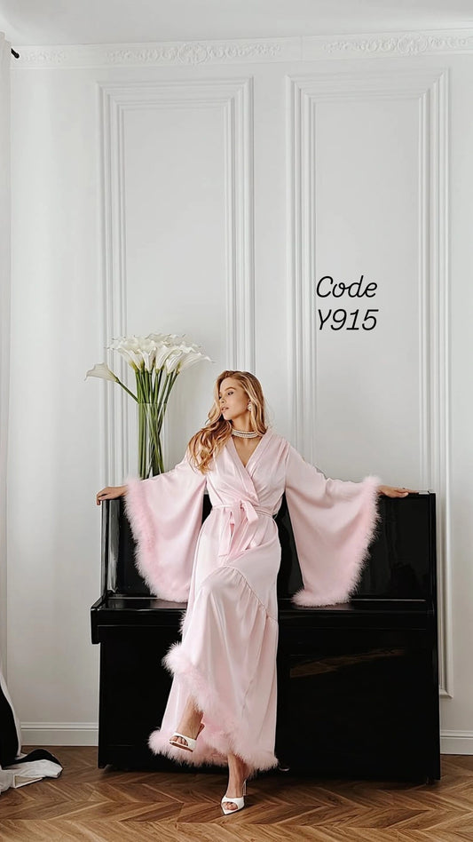 Feather Satin Robe
