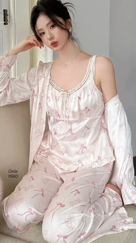 Satin Pajama Set with Robe