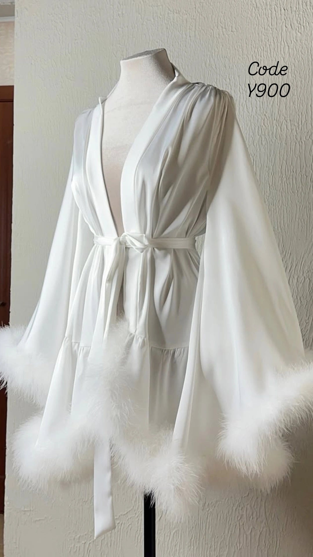Feather Trim Lingerie Robe