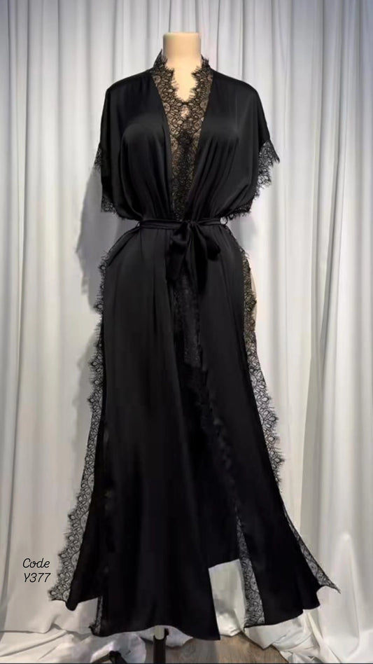 Elegant Satin Lace Robe