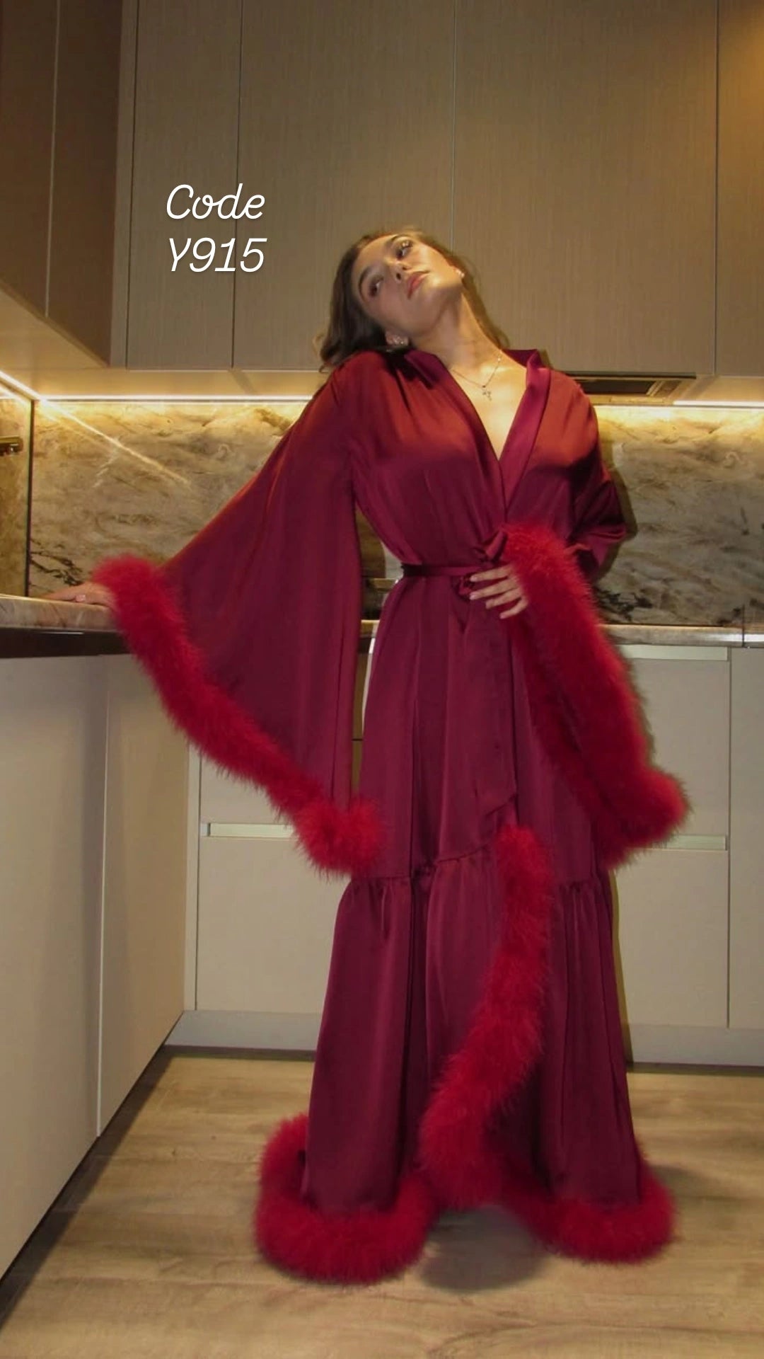 Feather Satin Robe