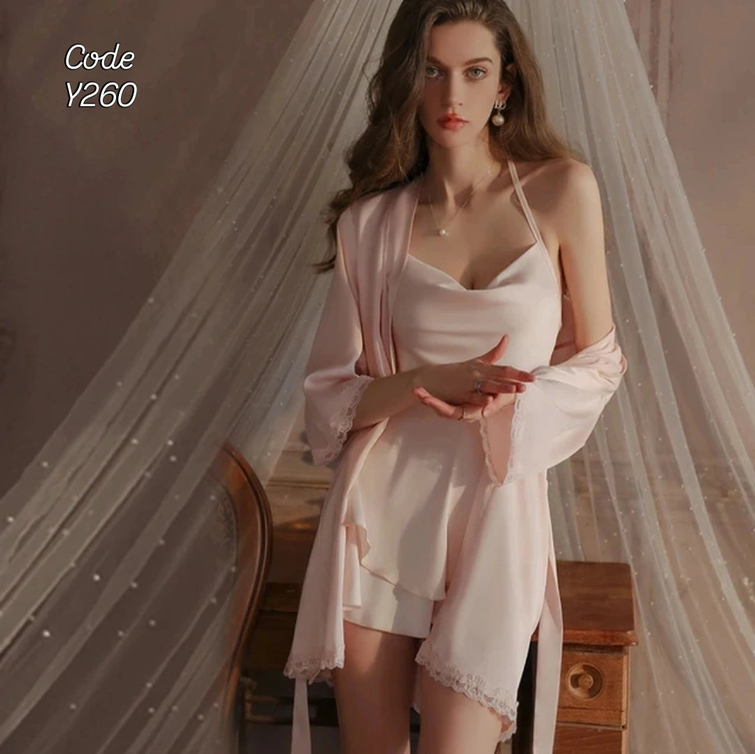 satin shirt with a robe