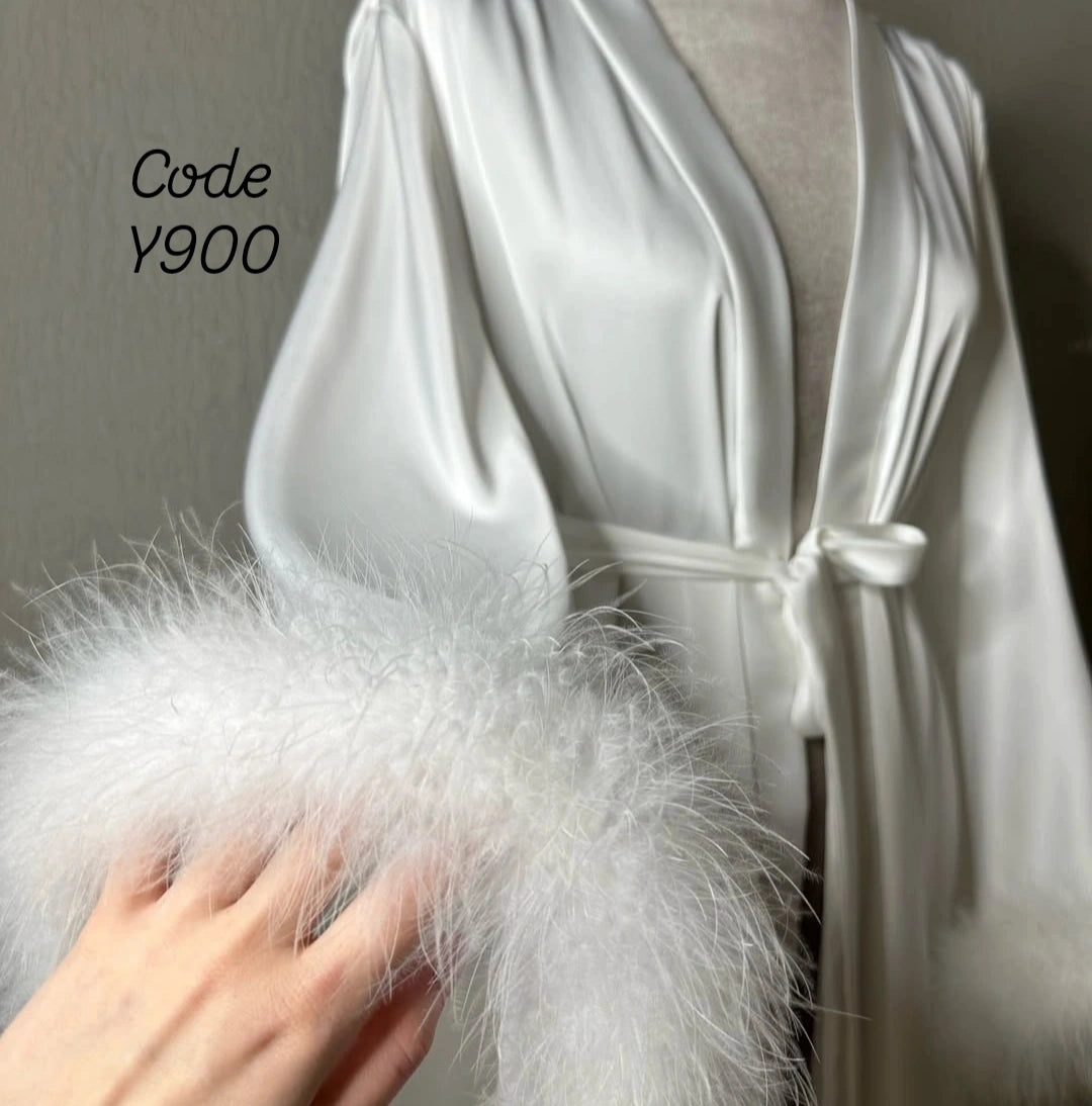 Feather Trim Lingerie Robe