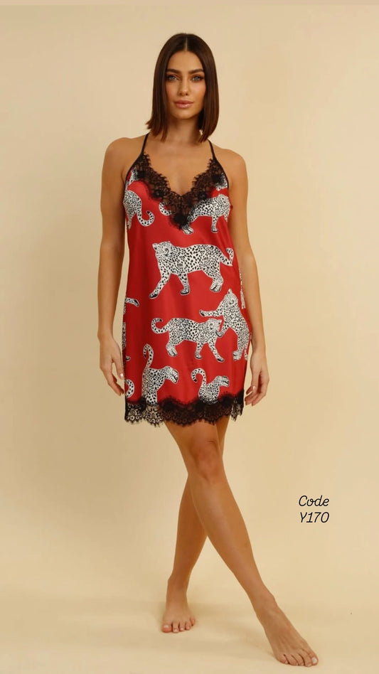 Satin Robe & Lace Slip Dress Set