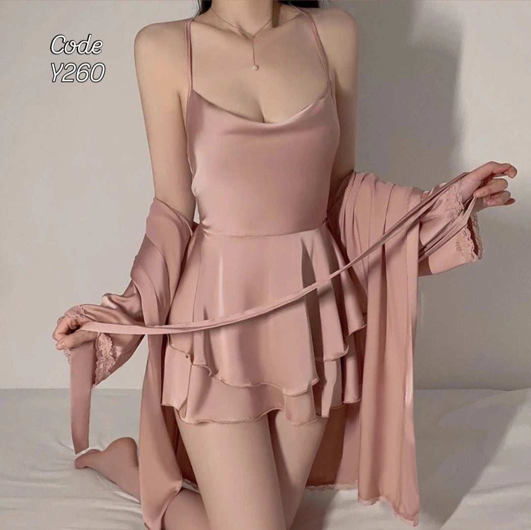 satin shirt with a robe