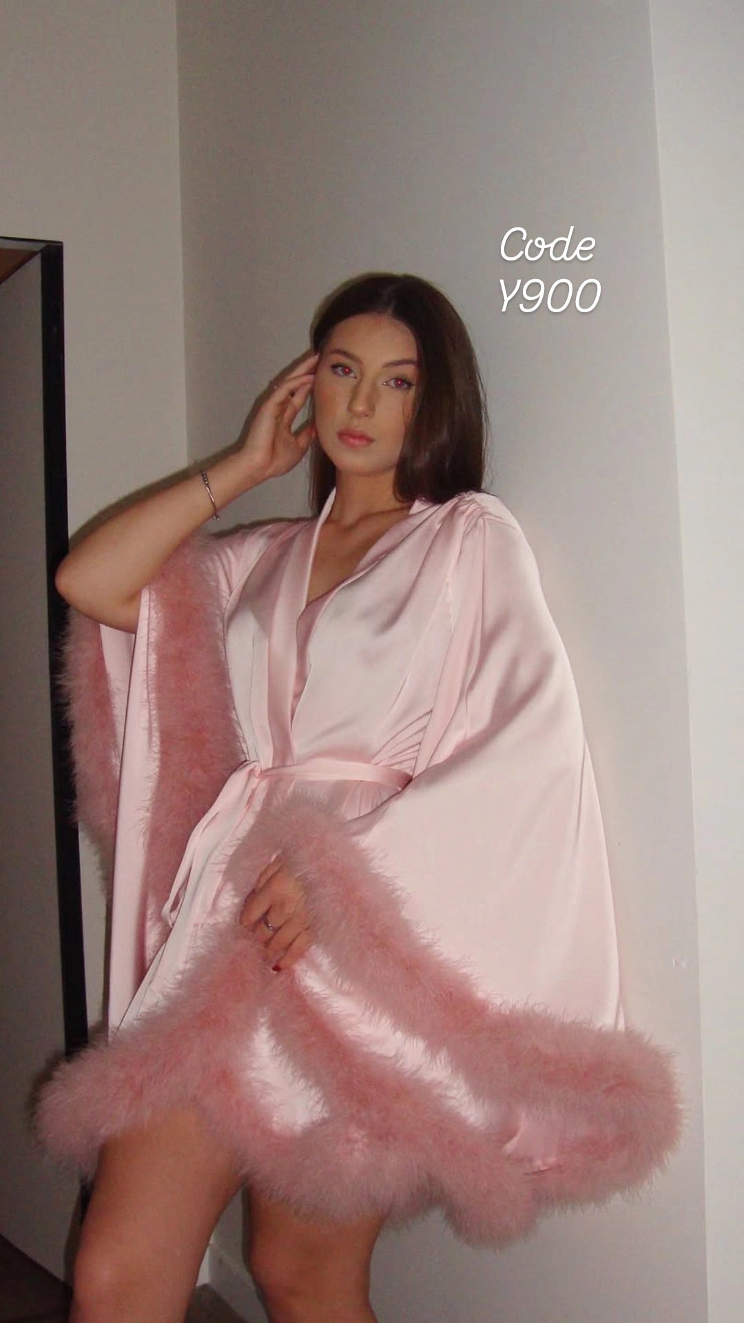 Feather Trim Lingerie Robe